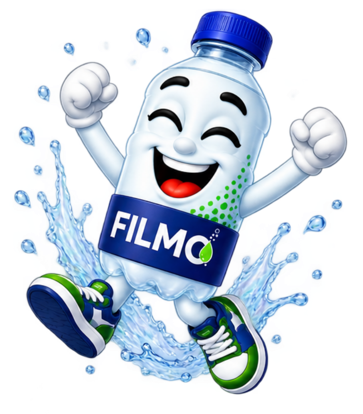 FILMO mascot jumping and celebrating